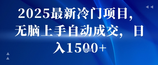 2025最新冷门项目,无脑上手自动成交,日入多张-K6源码网