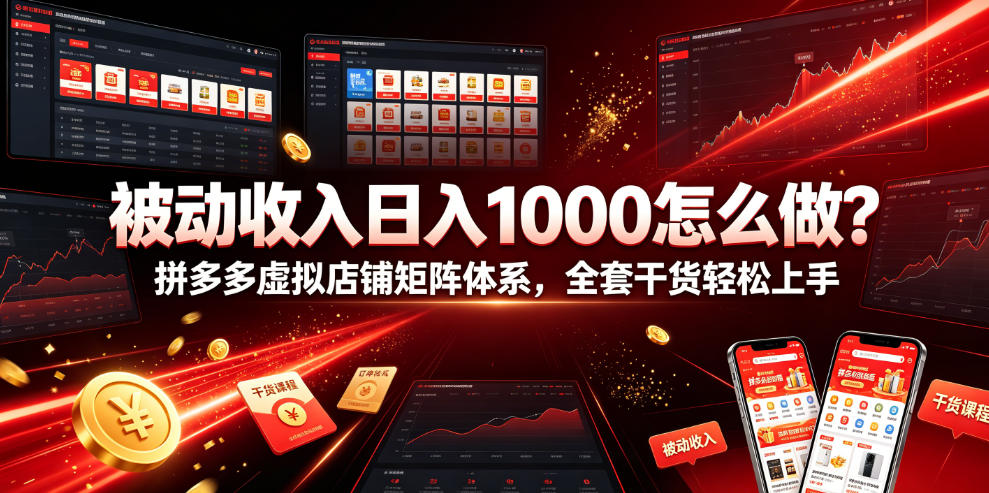 被动收入日入1000怎么做？拼多多虚拟店铺矩阵体系，全套干货轻松上手【揭秘】-K6源码网