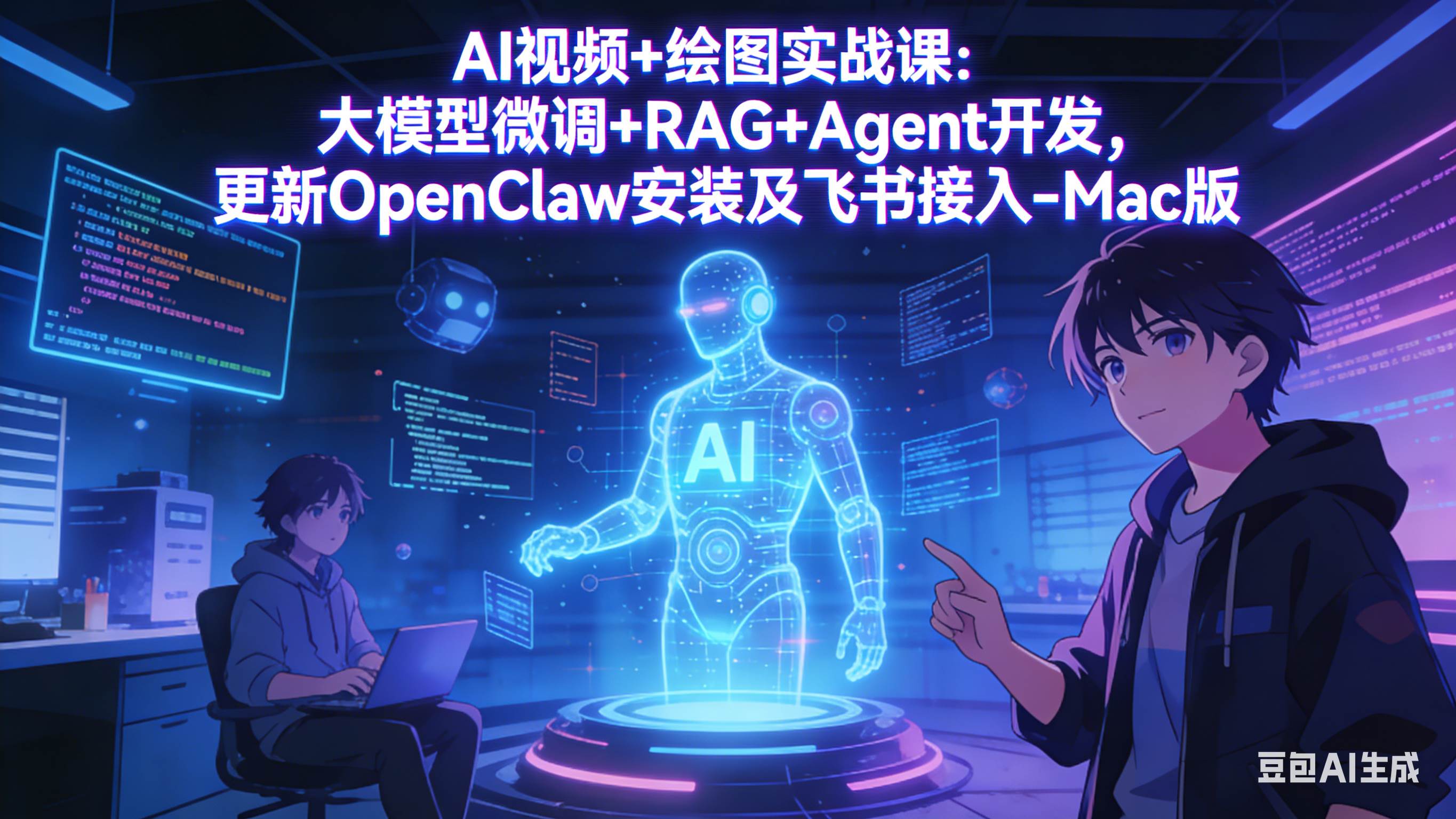 （17594期）AI视频+绘图实战课：大模型微调+RAG+Agent开发，更新OpenClaw安装及飞书接入-Mac版-K6源码网