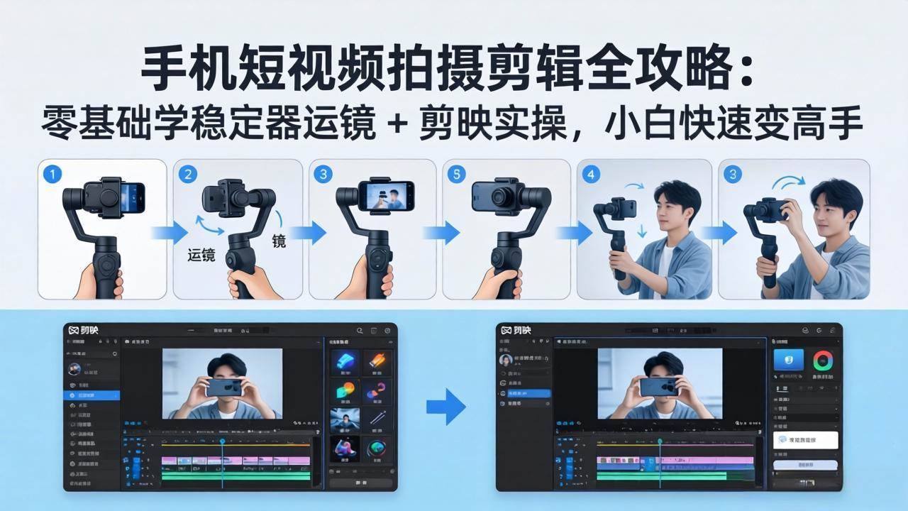 （18003期）手机短视频拍摄剪辑全攻略：零基础学稳定器运镜 + 剪映实操，小白快速变高手-K6源码网