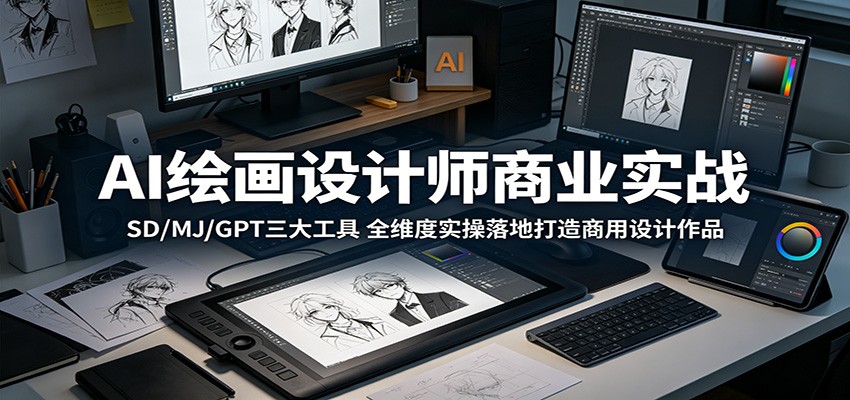 AI绘画设计师商业实战：SD/MJ/GPT三大工具，全维度实操落地打造商用设计作品-K6源码网