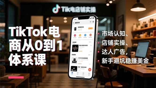 (16818期)TikTok电商从0到1体系课,市场认知、店铺实操、达人广告,新手避坑稳赚美金-K6源码网