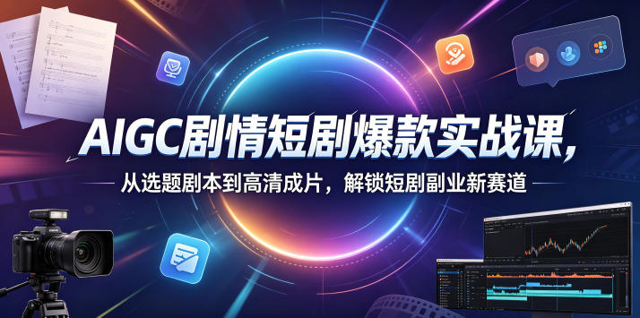 AIGC剧情短剧爆款实战课,从选题剧本到高清成片,解锁短剧副业新赛道-K6源码网