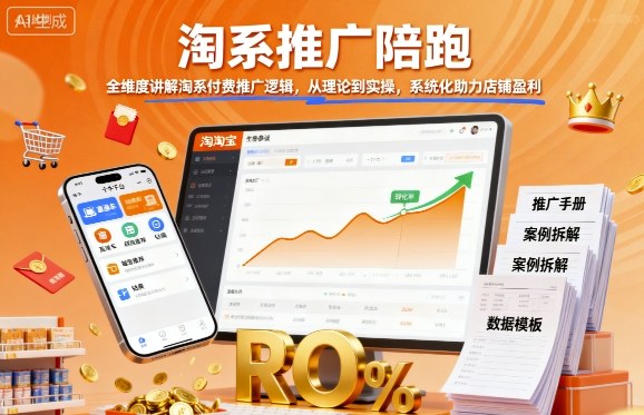 淘系推广陪跑，全维度讲解淘系付费推广逻辑，从理论到实操，系统化助力店铺盈利-K6源码网