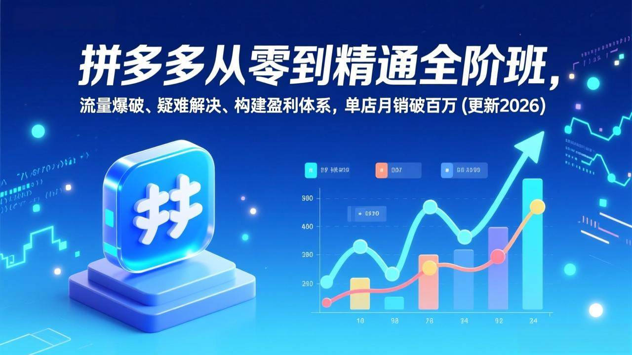 （17148期）拼多多从零到精通全阶班，流量爆破、疑难解决，构建盈利体系，单店月销破百万(更新2026)-K6源码网