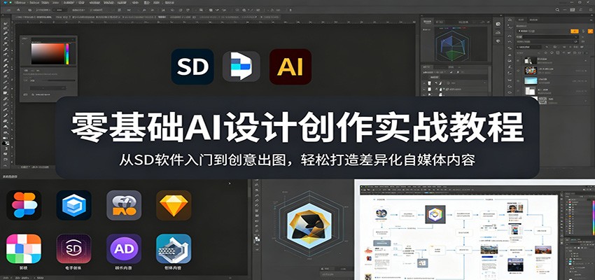 零基础AI设计创作实战教程：从SD软件入门到创意出图，轻松打造差异化自媒体内容-K6源码网