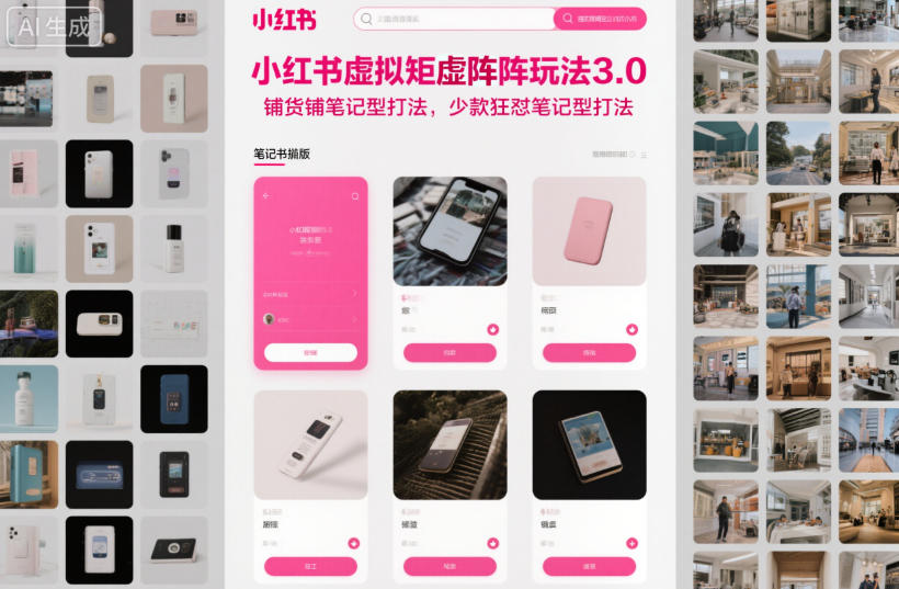 小红书虚拟矩阵玩法3.0,铺货铺笔记型打法,少款狂怼笔记型打法-K6源码网