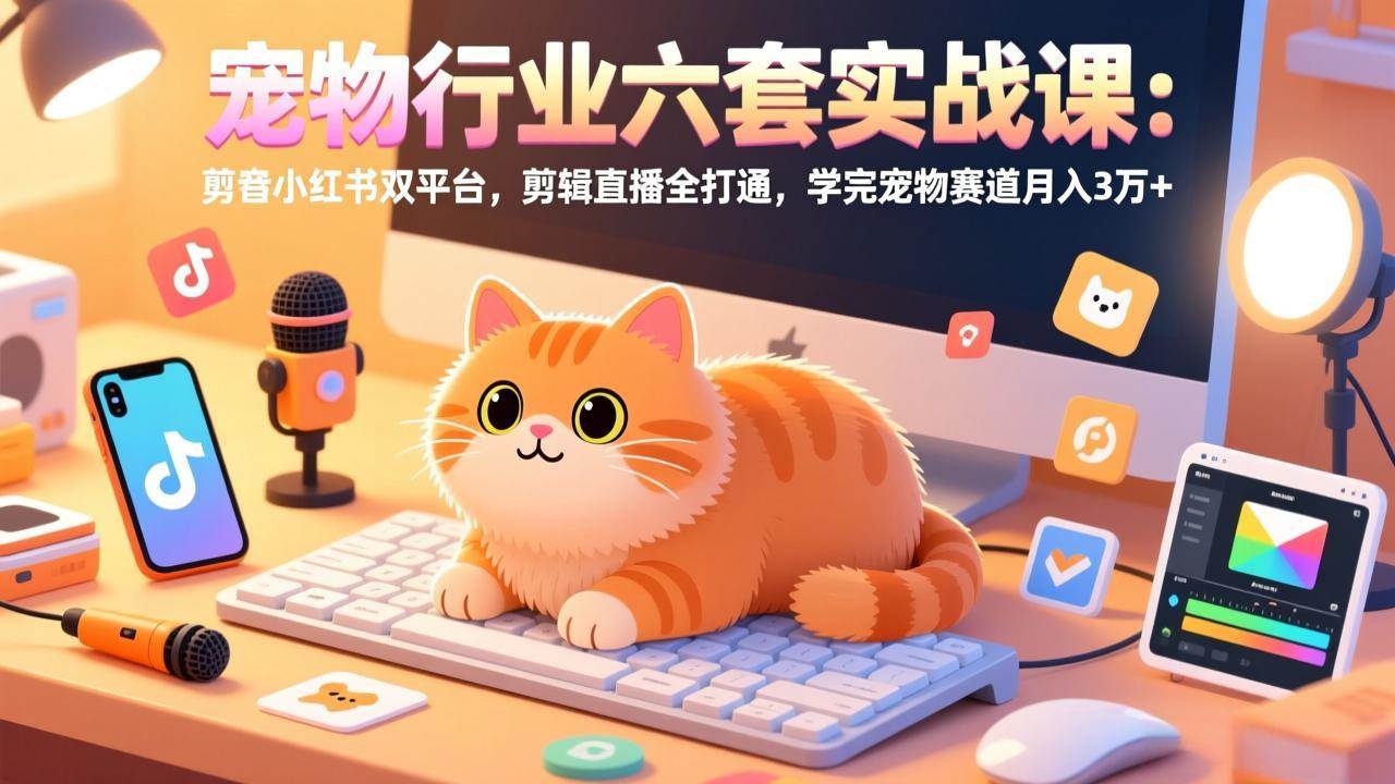 （17411期）宠物行业六套实战课：抖音小红书双平台，剪辑直播全打通，学完宠物赛道月入3万+-K6源码网