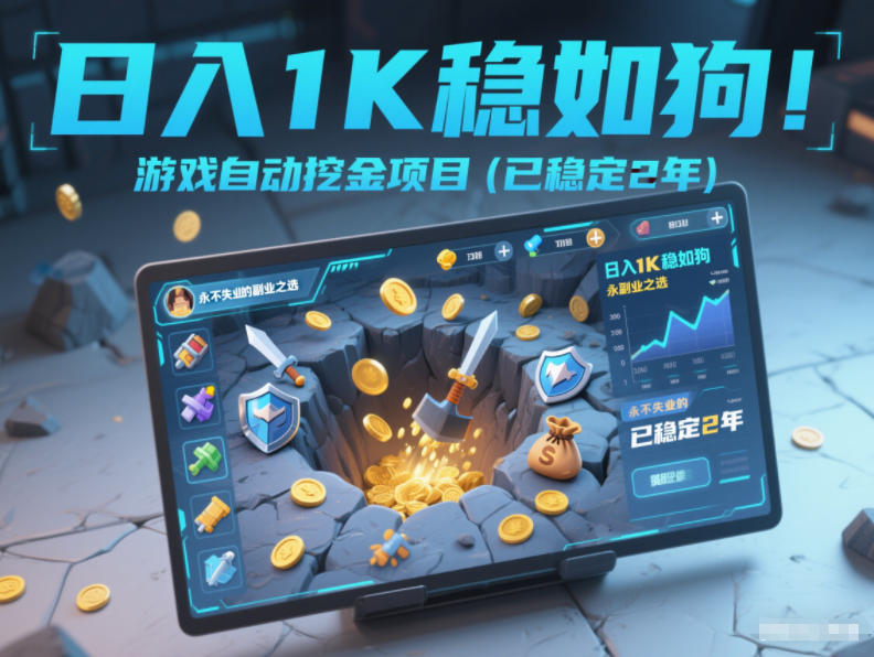 日入1K稳如狗！游戏自动挖金项目（已稳定2年），永不失业的副业之选【揭秘】-K6源码网