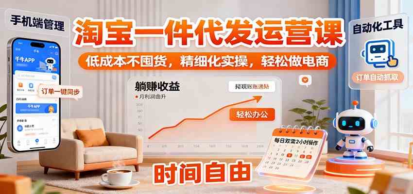 淘宝一件代发运营课:低成本不囤货,精细化实操,轻松做电商-K6源码网