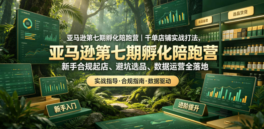 亚马逊第七期孵化陪跑营｜千单店铺实战打法，新手合规起店、避坑选品、数据运营全落地-K6源码网