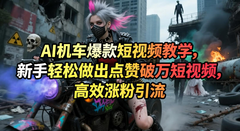 AI机车爆款短视频教学，新手轻松做出点赞破万短视频，高效涨粉引流-K6源码网