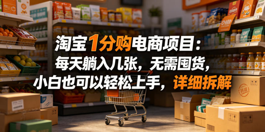淘宝1分购电商项目：每天躺入几张，无需囤货，小白也可以轻松上手，详细拆解-K6源码网