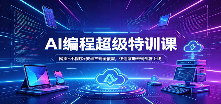 AI编程超级特训课：网页+小程序+安卓三端全覆盖，快速落地云端部署上线-K6源码网