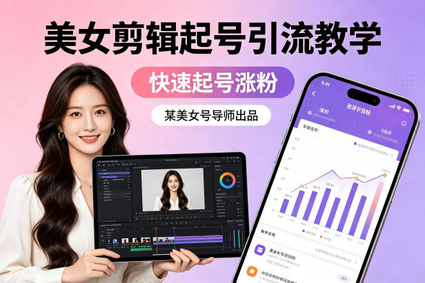 某美女号导师出品：美女剪辑起号引流教学，快速起号涨粉-K6源码网