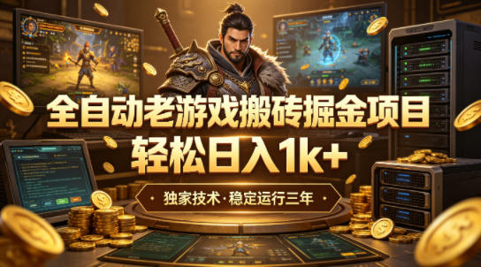全自动老游戏搬砖掘金项目，轻松日入1k+，独家技术，稳定运行三年【揭秘】-K6源码网