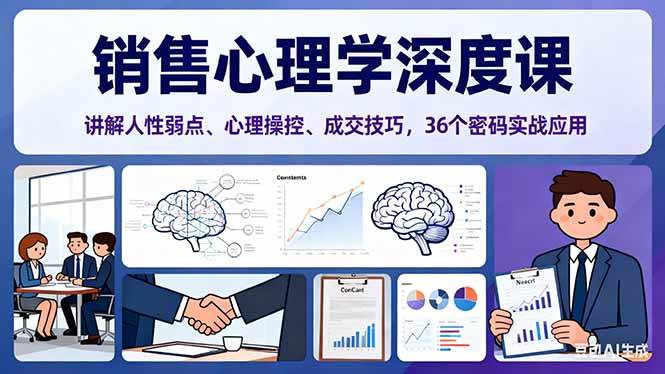 （16456期）销售心理学深度课，讲解人性弱点、心理操控、成交技巧，36个密码实战应用-K6源码网