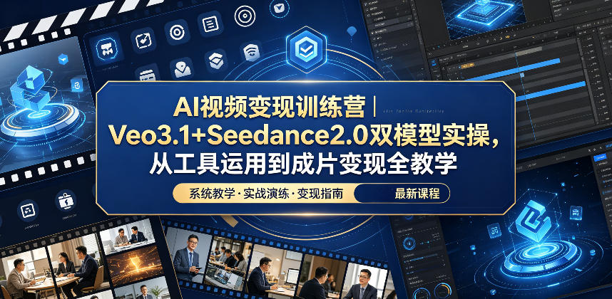 AI视频变现训练营｜Veo3.1+Seedance2.0双模型实操，从工具运用到成片变现全教学-K6源码网