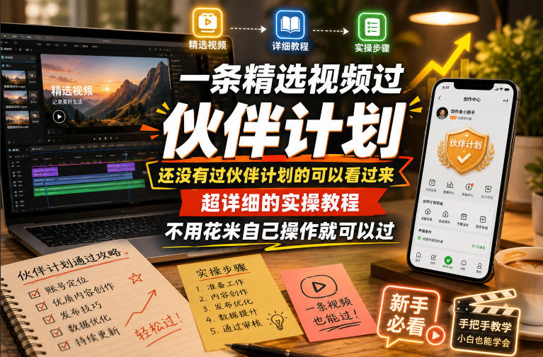 一条精选视频过伙伴计划,还没有过伙伴计划的可以看过来,超详细的实操教程,不用花米自己操作就可以过-K6源码网