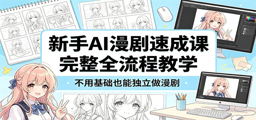新手AI漫剧速成课：完整全流程教学，不用基础也能独立做漫剧-K6源码网