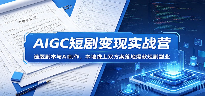 AIGC短剧变现实战营：选题剧本与AI制作，本地线上双方案落地爆款短剧副业-K6源码网