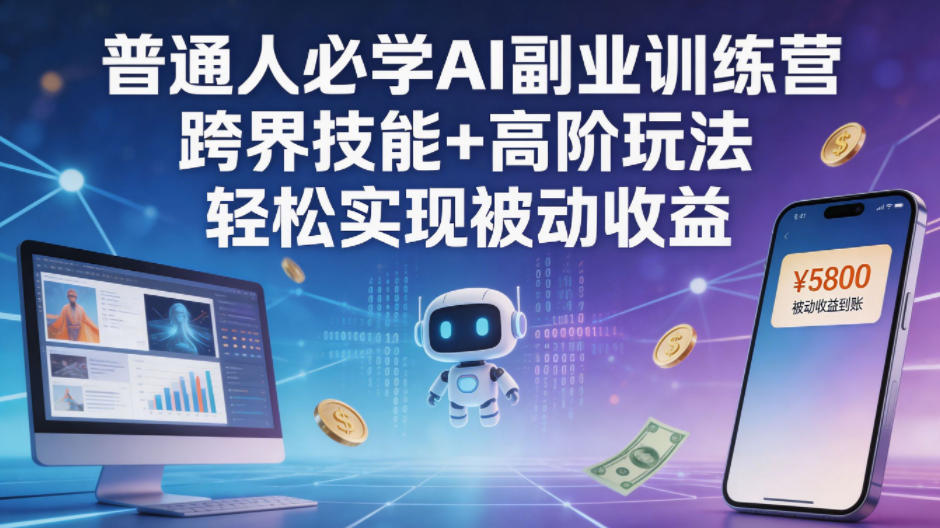 普通人必学AI副业训练营跨界技能+高阶玩法轻松实现被动收益-K6源码网