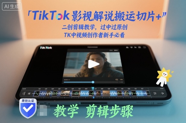 TikTok影视解说搬运切片+二创剪辑教学，过中过原创，TK中视频创作者新手必看-K6源码网