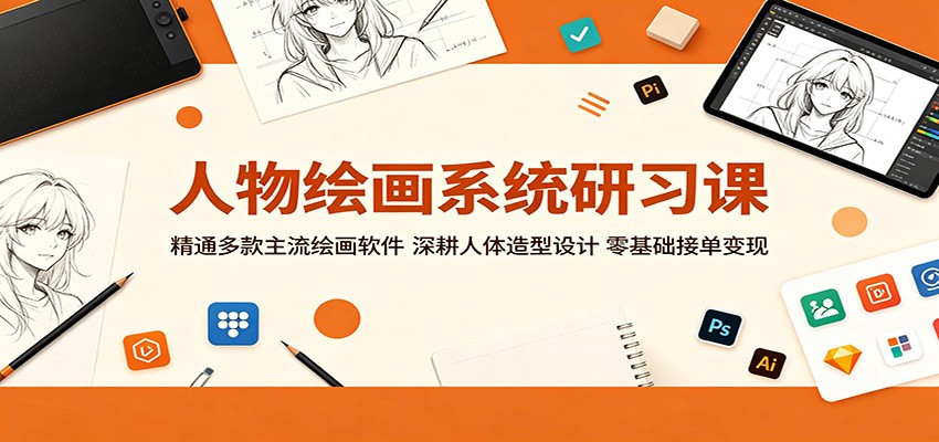 人物绘画系统研习课:精通多款主流绘画软件,深耕人体造型设计,零基础接单变现-K6源码网