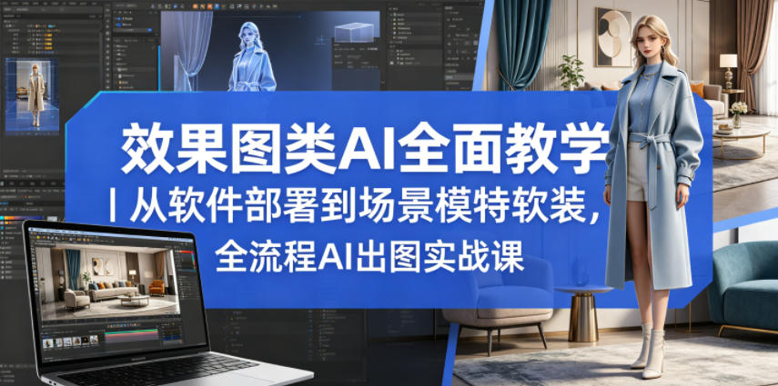 效果图类AI全面教学｜从软件部署到场景模特软装，全流程AI出图实战课-K6源码网
