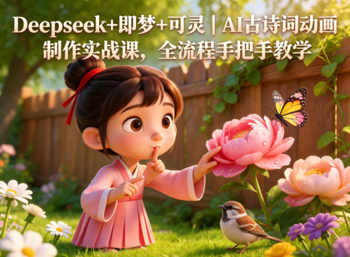 Deepseek+即梦+可灵｜AI古诗词动画制作实战课，全流程手把手教学-K6源码网