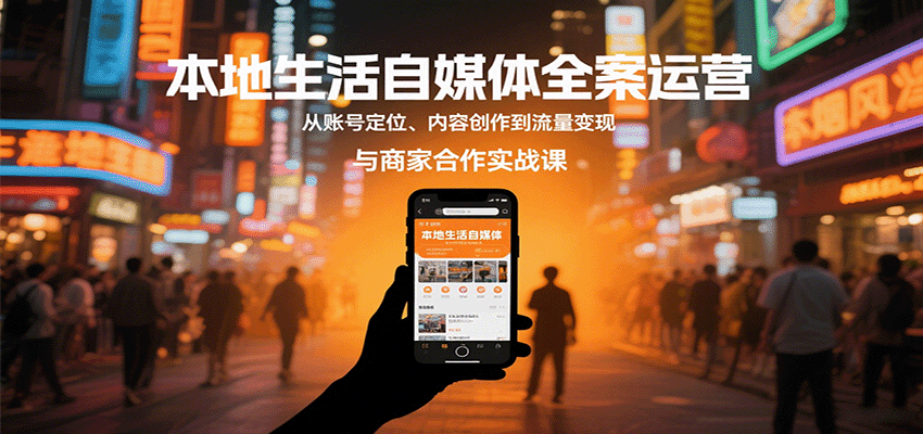 本地生活自媒体全案运营，从账号定位、内容创作到流量变现与商家合作实战课-K6源码网