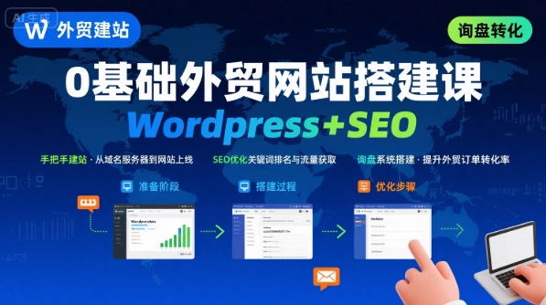 WordPress外贸建站+SEO优化课程，手把手教你从0到1搭建可获得询盘的外贸网站-K6源码网