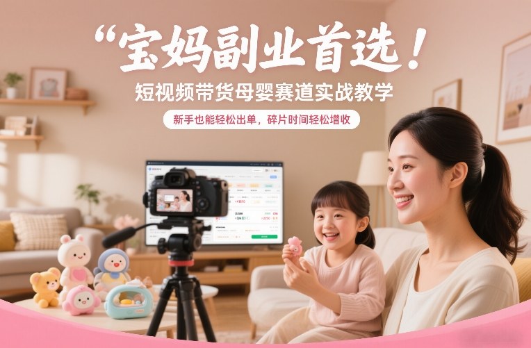 宝妈副业首选！短视频带货母婴赛道实战教学，新手也能轻松出单，碎片时间轻松增收-K6源码网