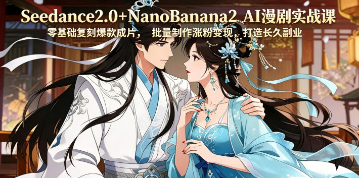 Seedance2.0+NanoBanana2 AI漫剧实战课，零基础复刻爆款成片涨粉变现，打造长久副业收益-K6源码网