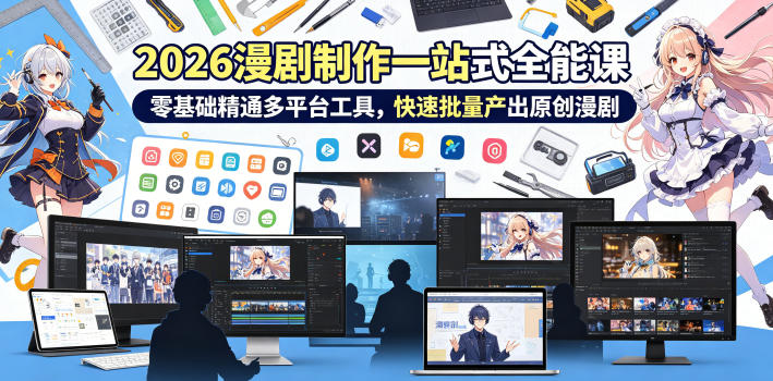 2026 AI漫剧制作一站式全能课，零基础精通多平台工具，快速批量产出原创漫剧-K6源码网