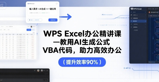 WPS Excel办公精讲课，教用 AI 生成公式，VBA 代码，助力高效办公-K6源码网