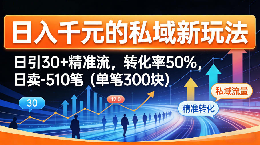 日入千米的私域新玩法：日引30＋精准流，转化率50%，日卖5-10笔（单笔300米）-K6源码网