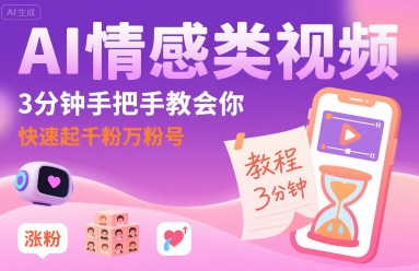 AI情感类视频,3分钟手把手教会你,快速起千粉万粉号-K6源码网