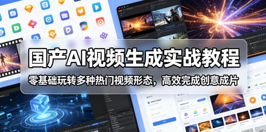 国产AI视频生成实战教程,零基础玩转多种热门视频形态,高效完成创意成片-K6源码网