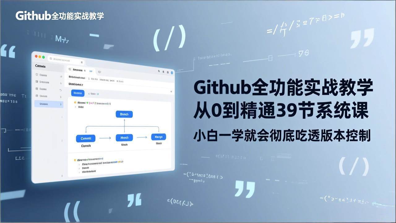 （17501期）GitHub-全功能实战教学，从0到精通39节系统课，小白一学就会彻底吃透版本控制-K6源码网