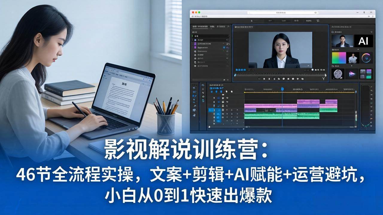 （18053期）影视解说特训营：46节全流程实操，文案+剪辑+AI赋能+运营避坑，小白从0到1快速出爆款-K6源码网