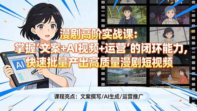 （17461期）漫剧高阶实战课：掌握“文案+AI视频+运营”的闭环能力，快速批量产出高质量漫剧短视频-K6源码网