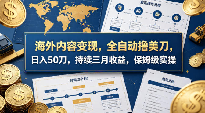 海外内容变现，全自动撸美刀，日入50刀，持续三月收益，保姆级实操【揭秘】-K6源码网