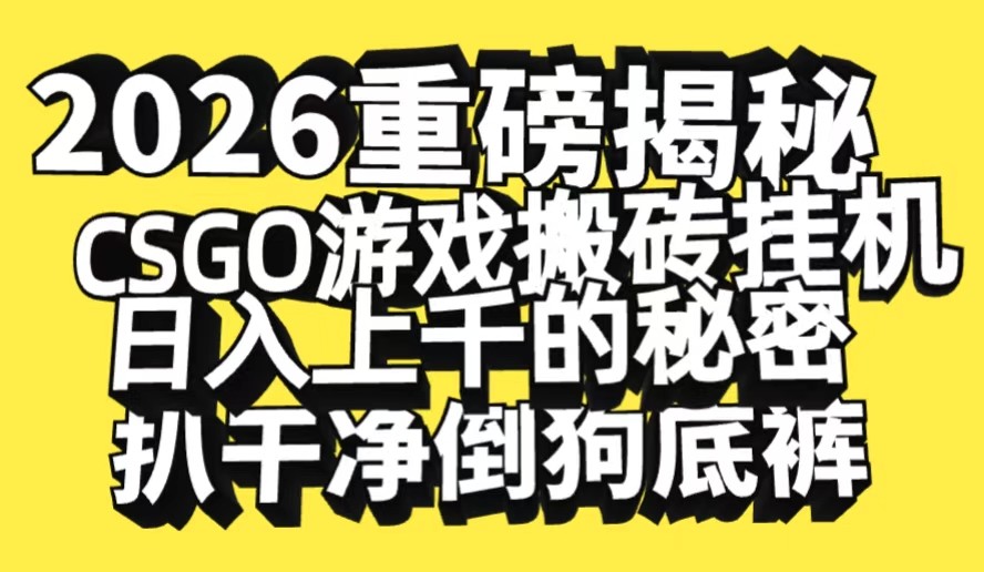 2026开年重磅解密,CSGO游戏搬砖挂机日入上千的秘密,把倒狗的底裤扒干-K6源码网