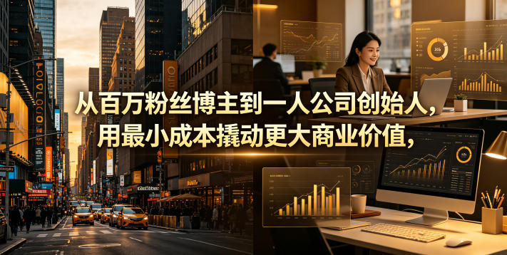 从百万粉丝博主到一人公司创始人，用最小成本撬动更大商业价值-K6源码网
