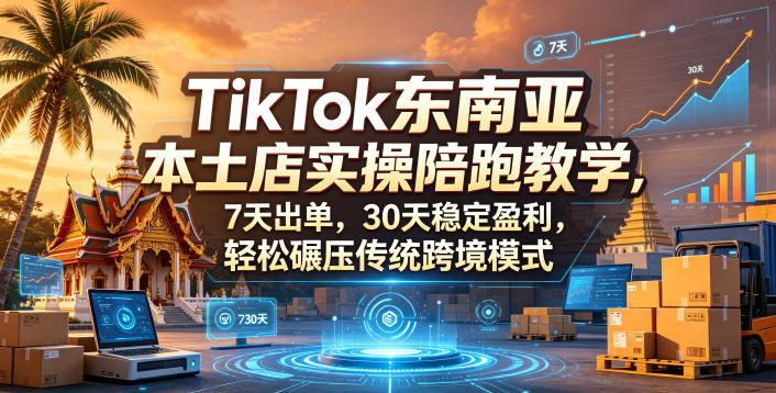 TikTok东南亚本土店实操陪跑教学，7天出单，30天稳定盈利，轻松碾压传统跨境模式-K6源码网