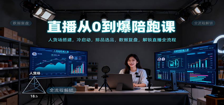 直播从0到爆陪跑课：人货场搭建，冷启动，排品选品，数据复盘，解锁直播全流程-K6源码网