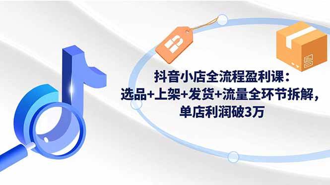 （16593期）抖音小店全流程盈利课：选品+上架+发货+流量全环节拆解，单店利润破3万-K6源码网