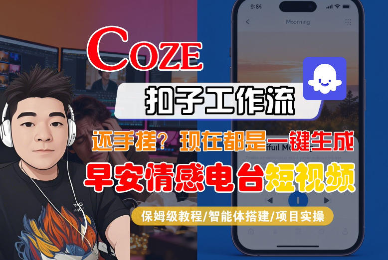 【Coze工作流搭建实操教程】【coze】早安情感电台日签视频还在手动做？用扣子工作流自动生成，省时90%-K6源码网