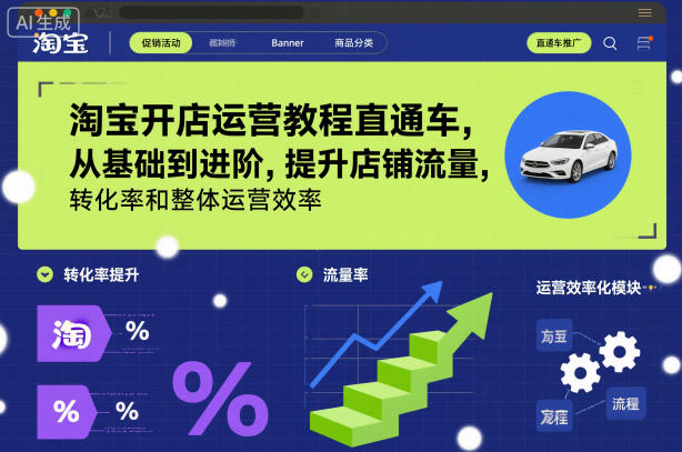 淘宝开店运营教程直通车，从基础到进阶，提升店铺流量，转化率和整体运营效率（更新26年1月）-K6源码网